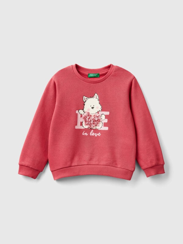 Sudadera con aplicación de efecto pétalos Niña