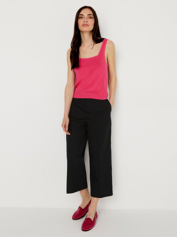 100% cotton cropped trousers Women