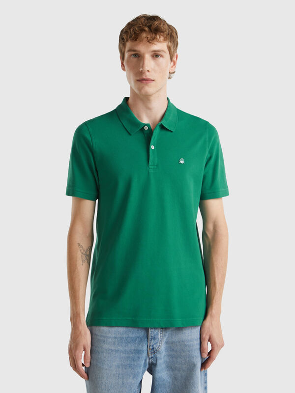 Dark green slim fit polo Men