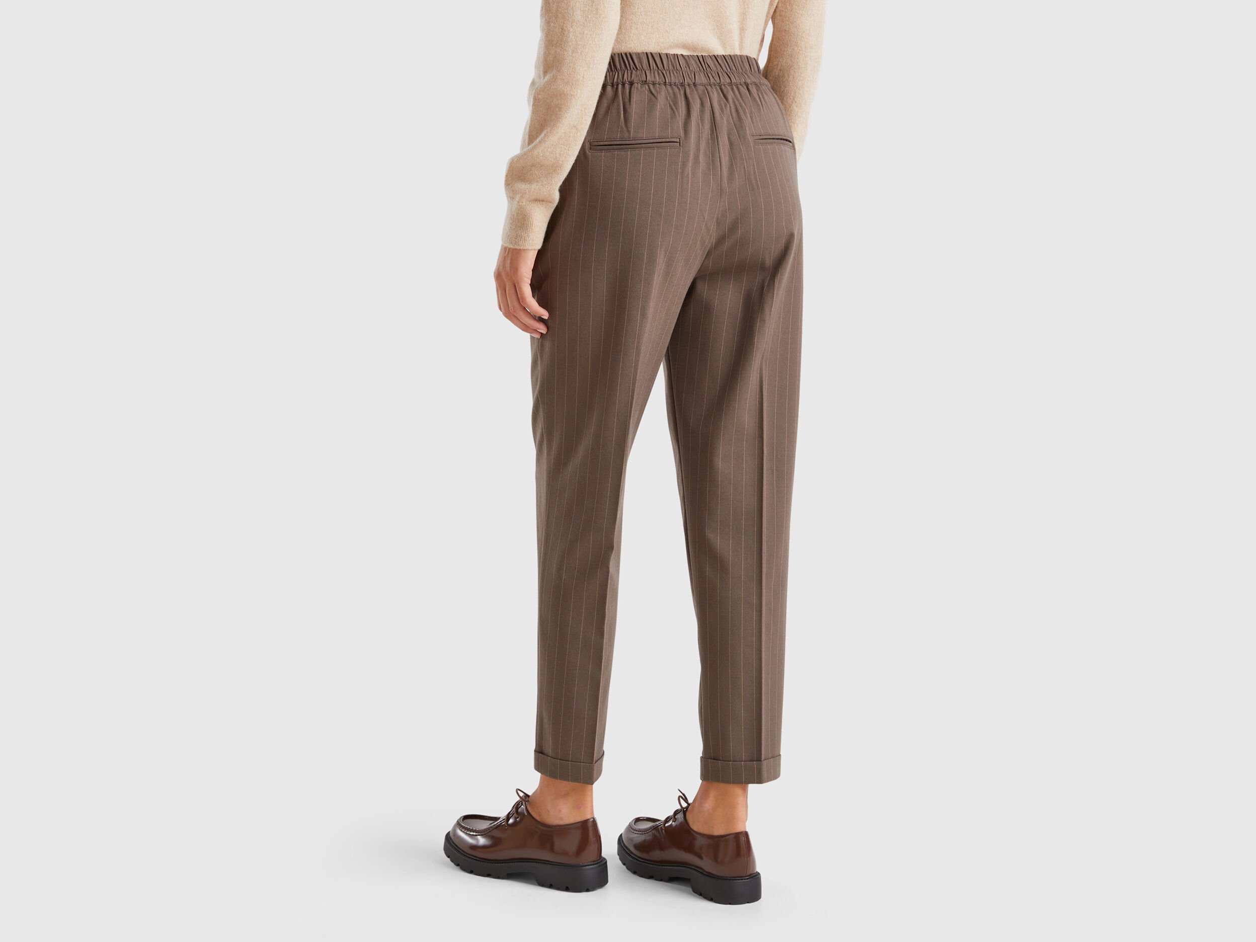 Pinstripe flannel trousers - Dove Gray | Benetton Pinstripe flannel trousers - Dove Gray | Benetton