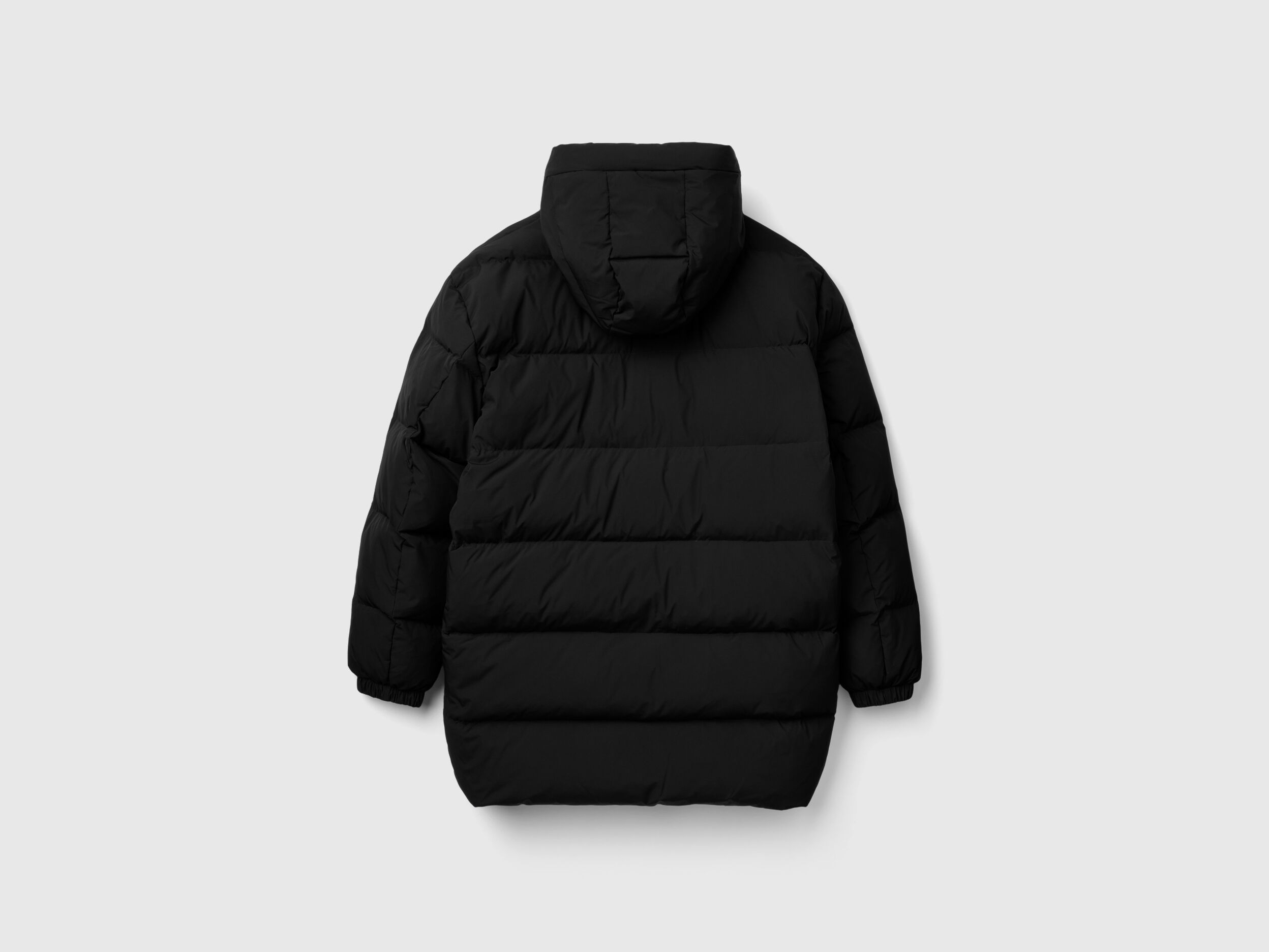 Long puffer jacket with recycled feathers Black Benetton