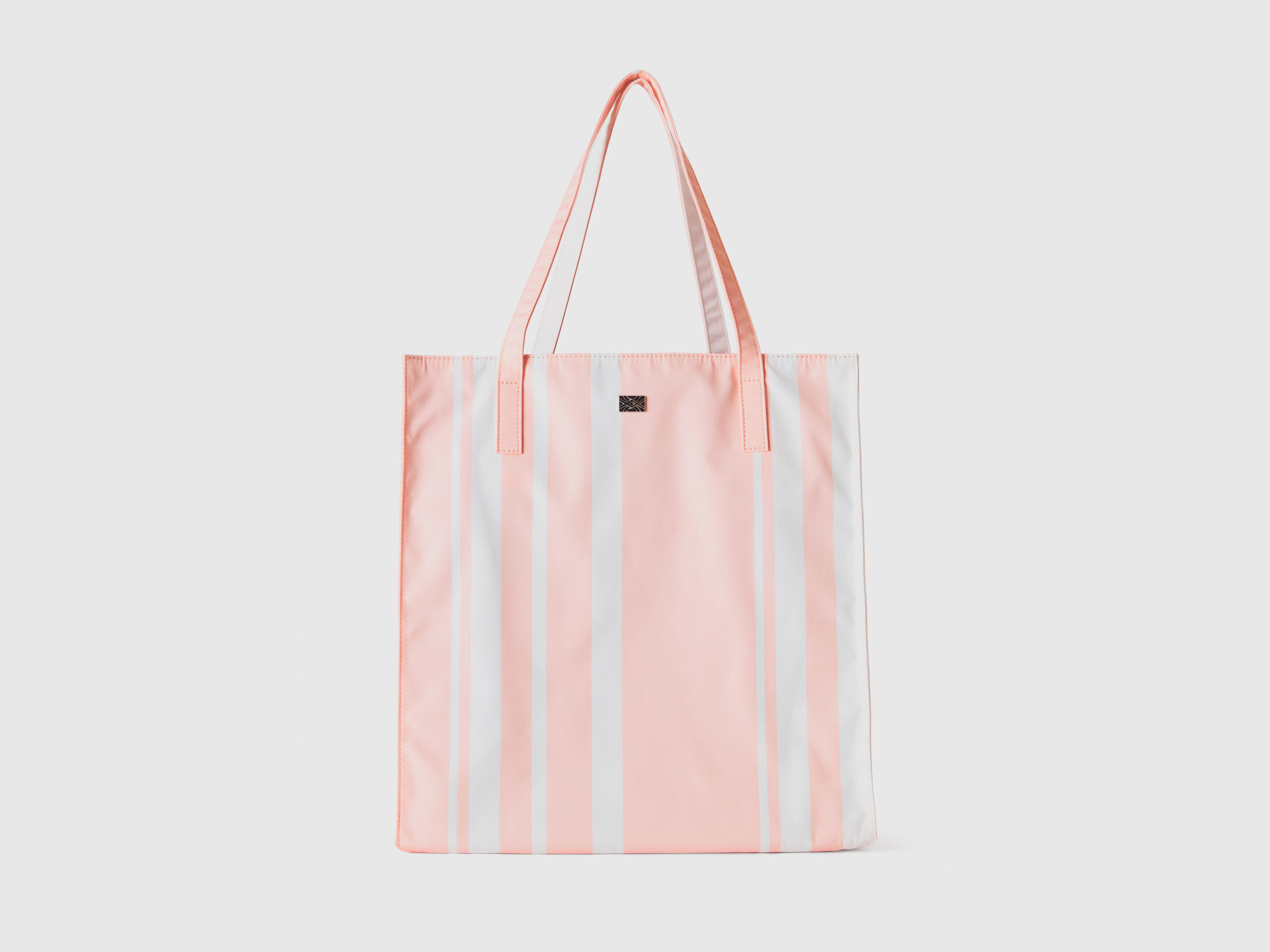 Bolso shopper rosa de rayas Rosa Benetton