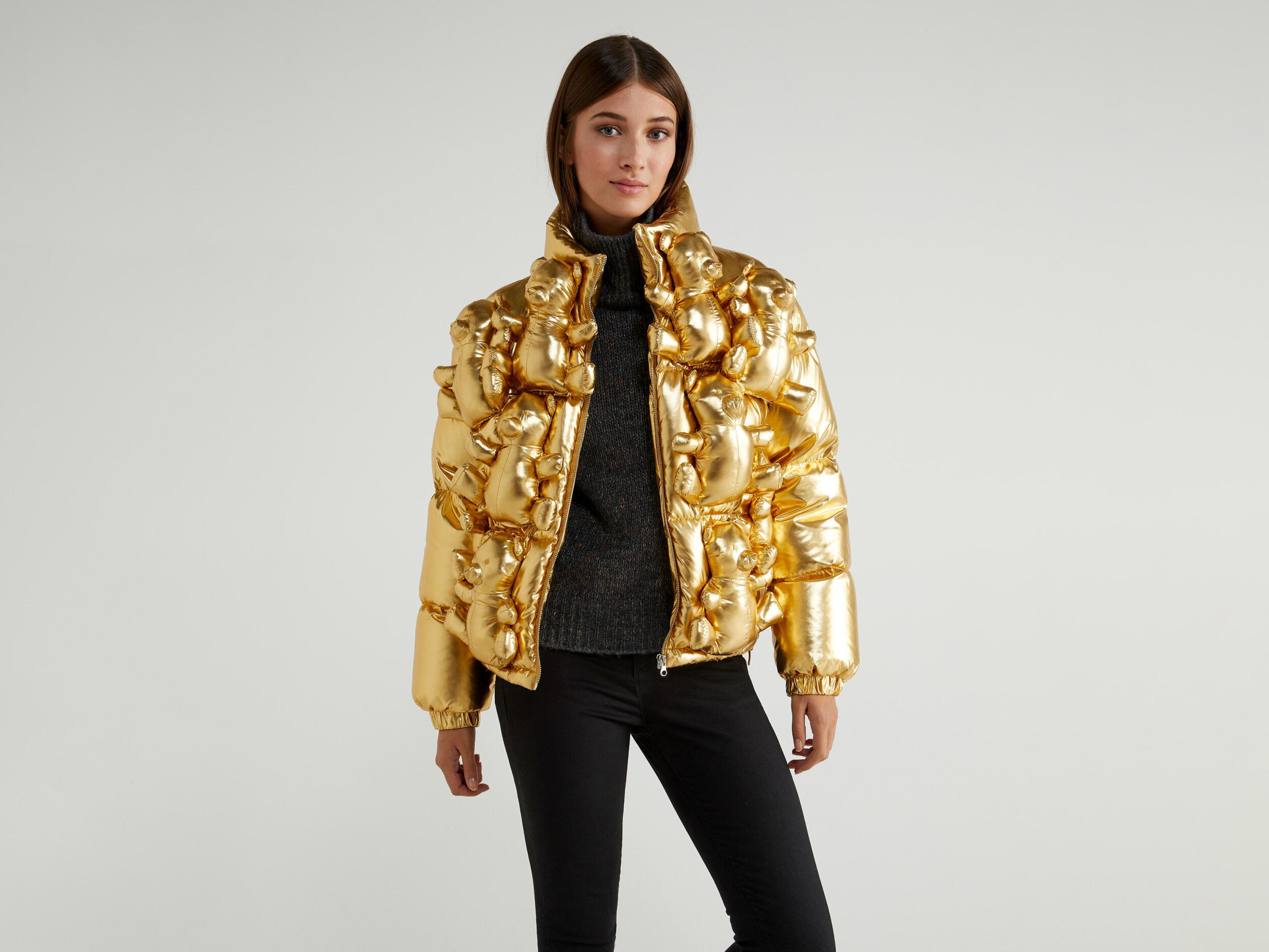 Puffer jacket with teddy bears