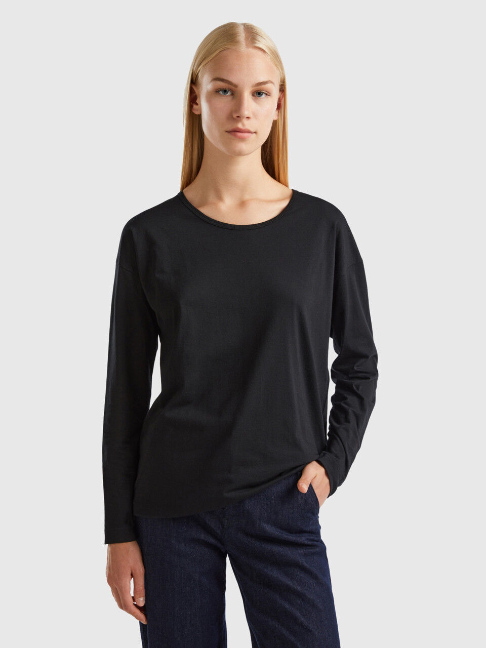 Black long sleeve t shirt womens online