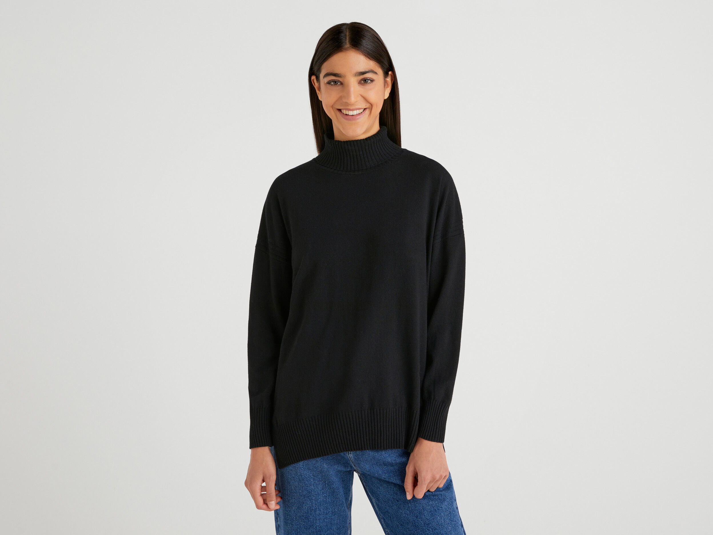Oversized black deals turtleneck sweater