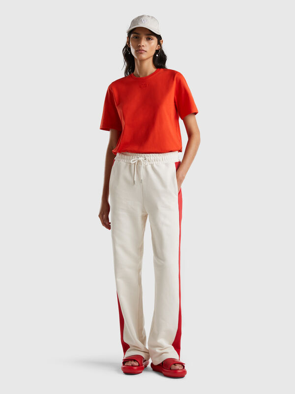 Red trousers with light pink band Women