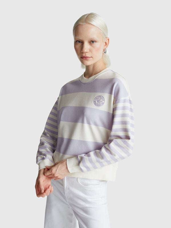 Striped crew neck hoodie Women