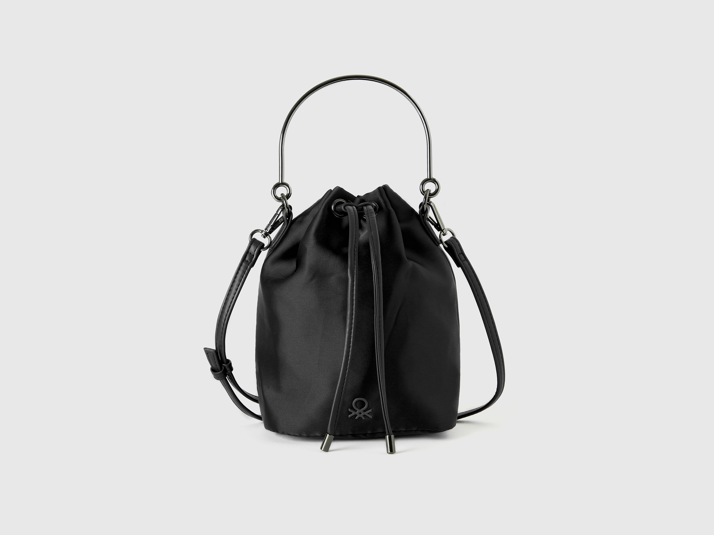 Bucket bag in recycled fabric - Black | Benetton