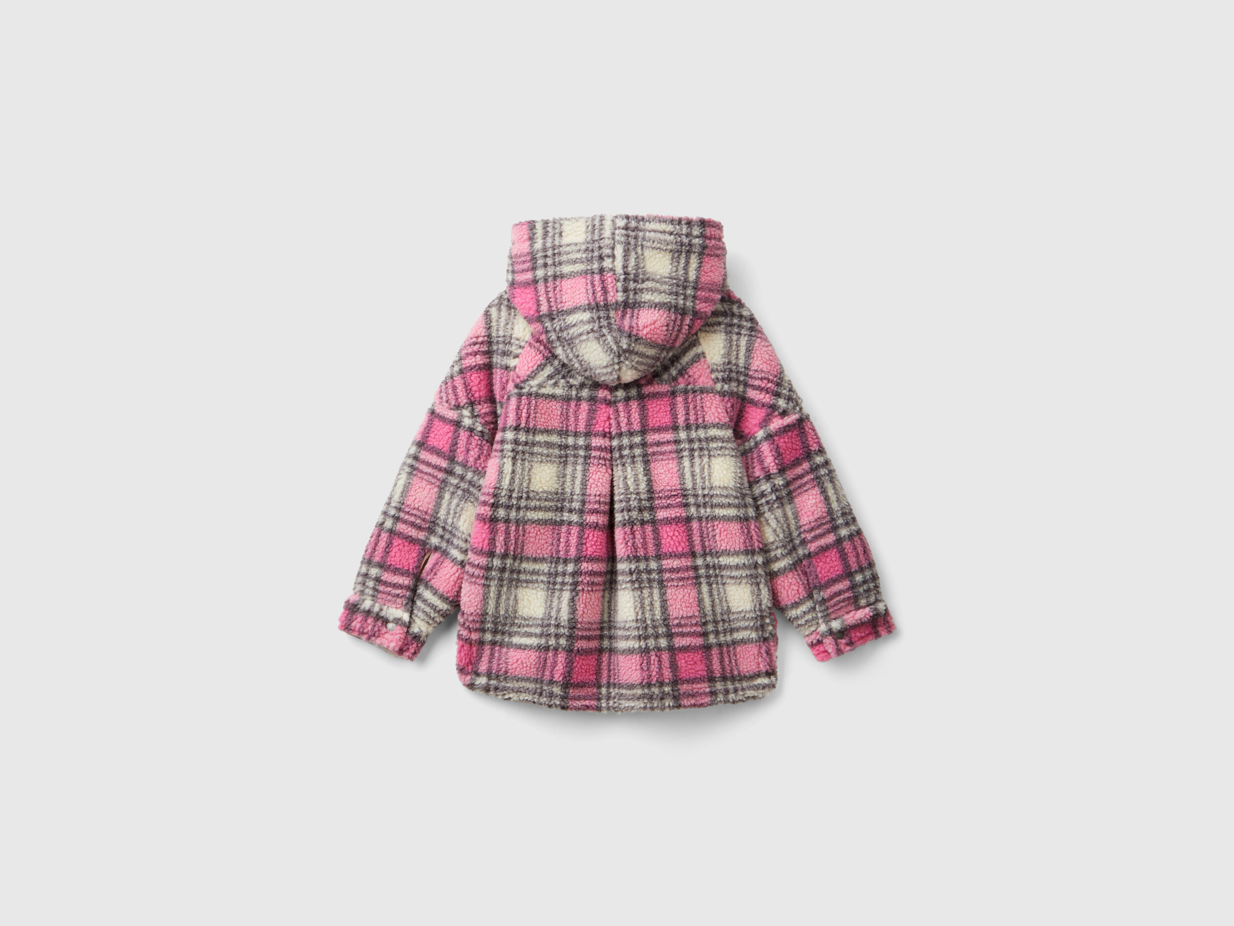 Teddy jacket with check pattern - Multi-color | Benetton