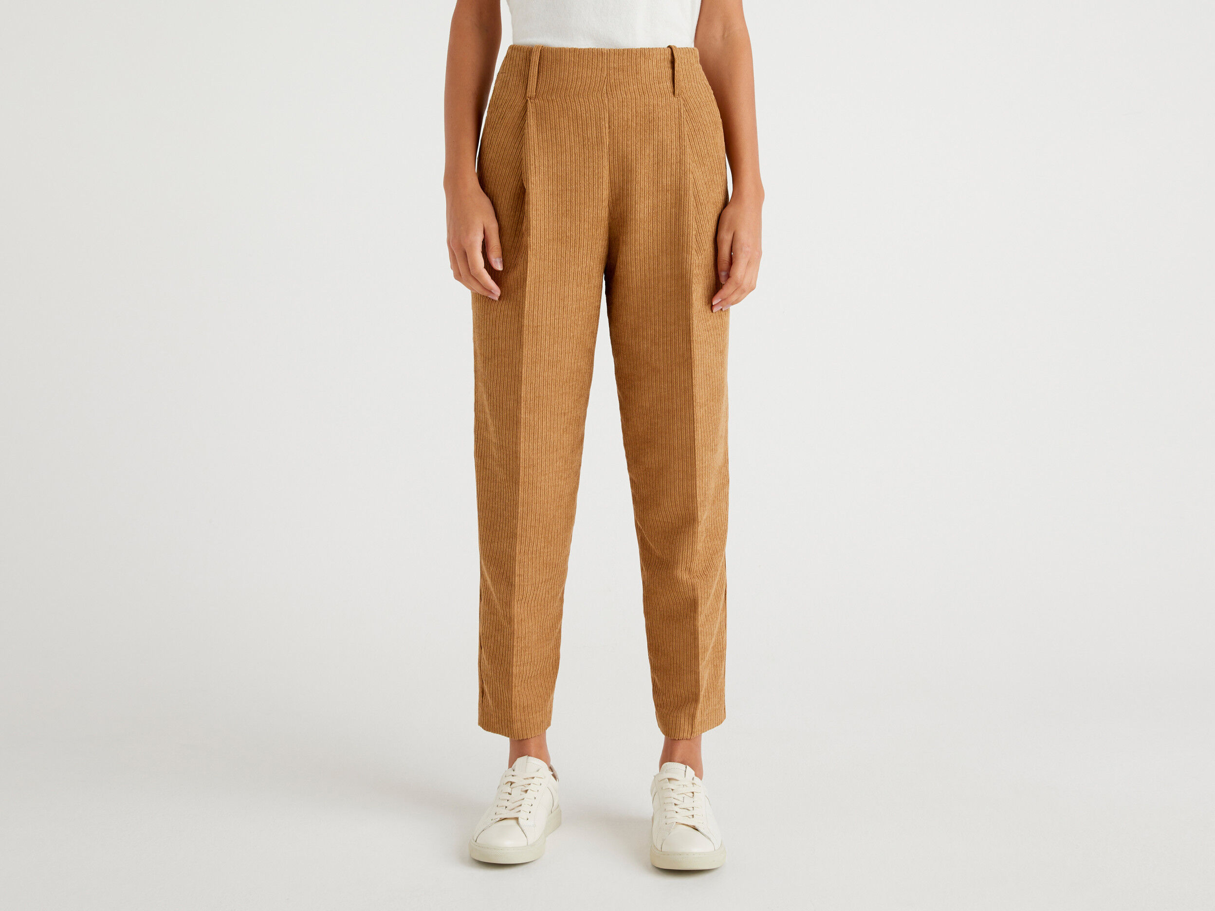 Love Tree Womens Juniors Corduroy High Rise Trouser Pants (Khaki, Medium)  at Amazon Women's Clothing store
