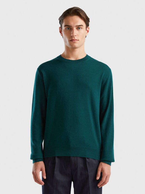Dark green sweater in pure cashmere