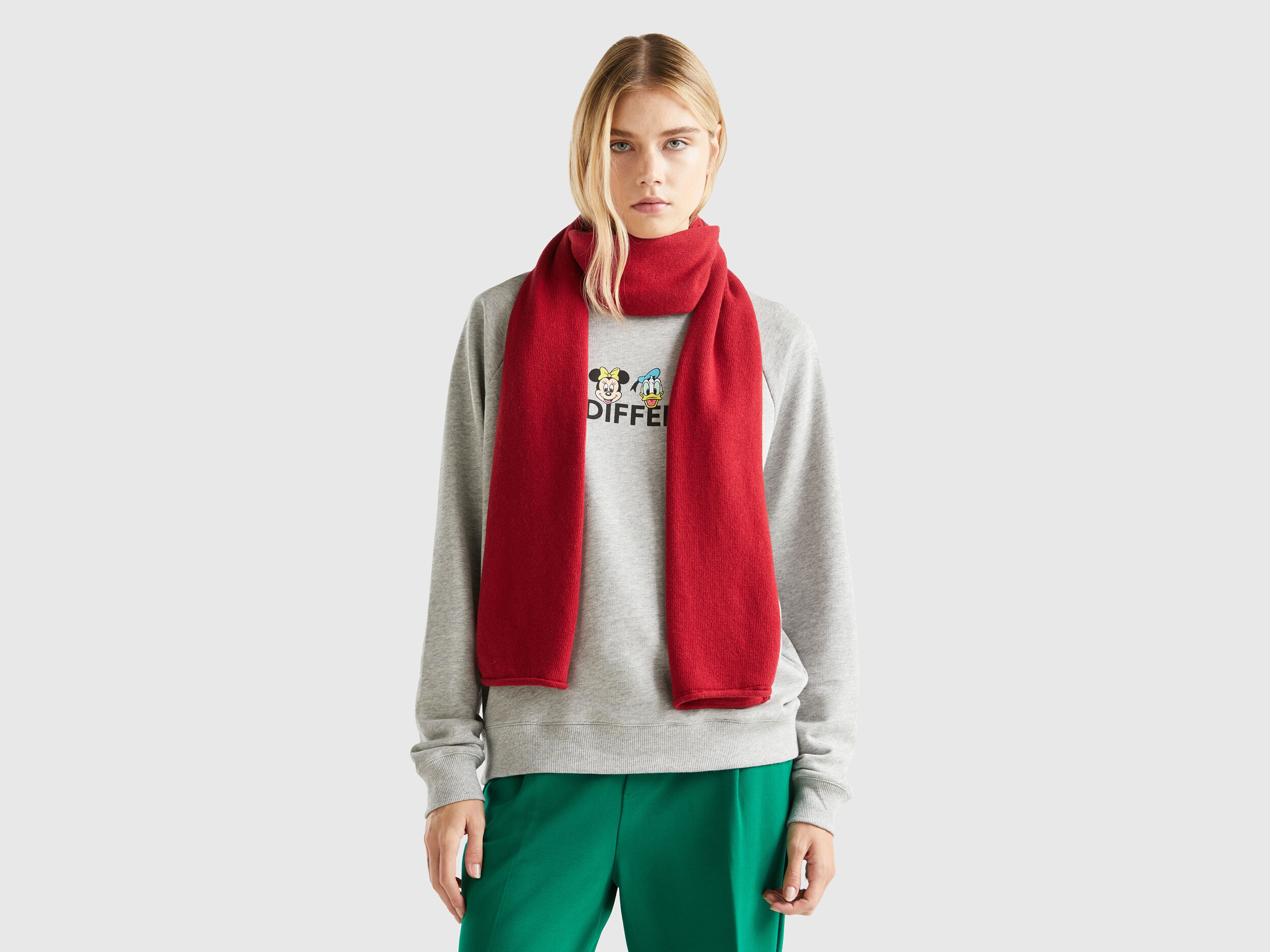 Brick red cashmere blend scarf Brick Red Benetton