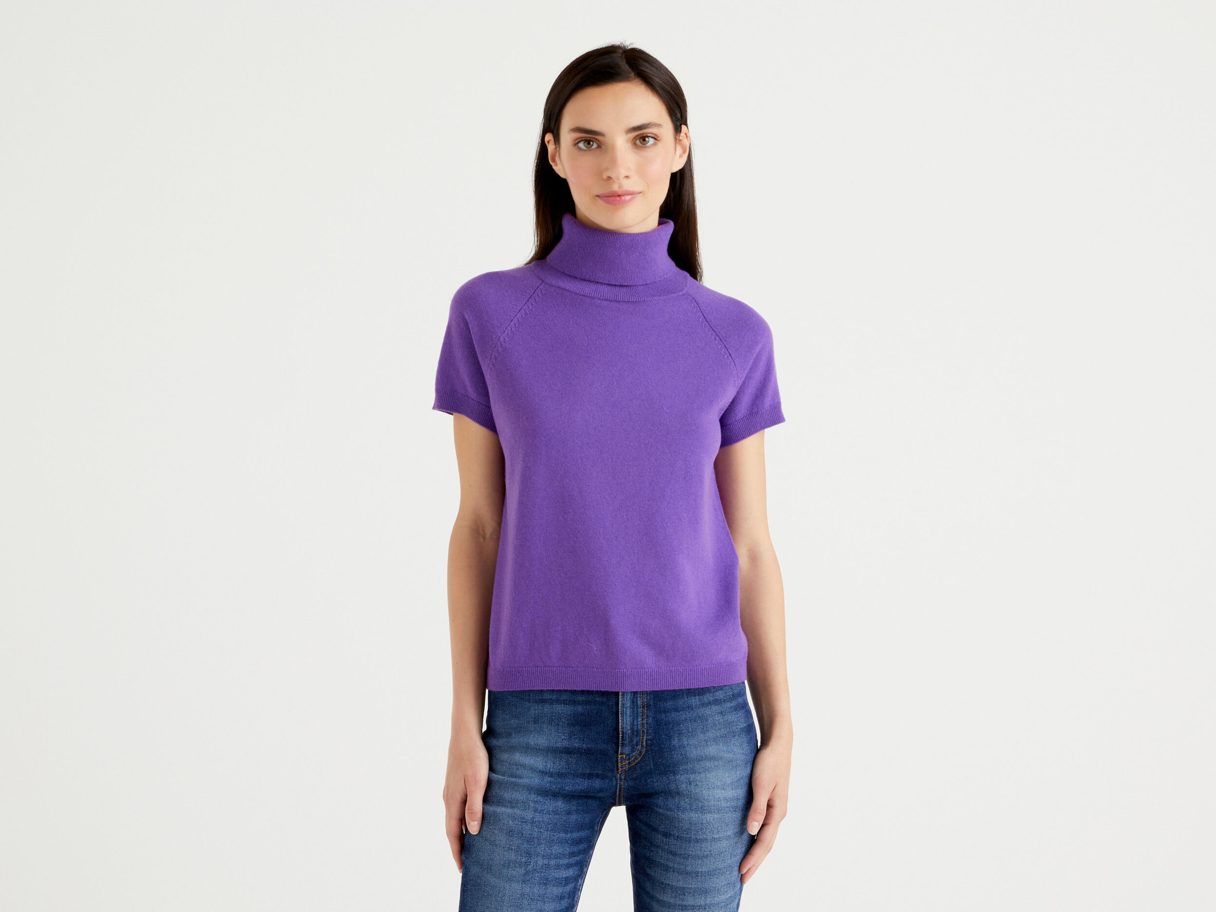 Purple turtleneck short deals sleeve