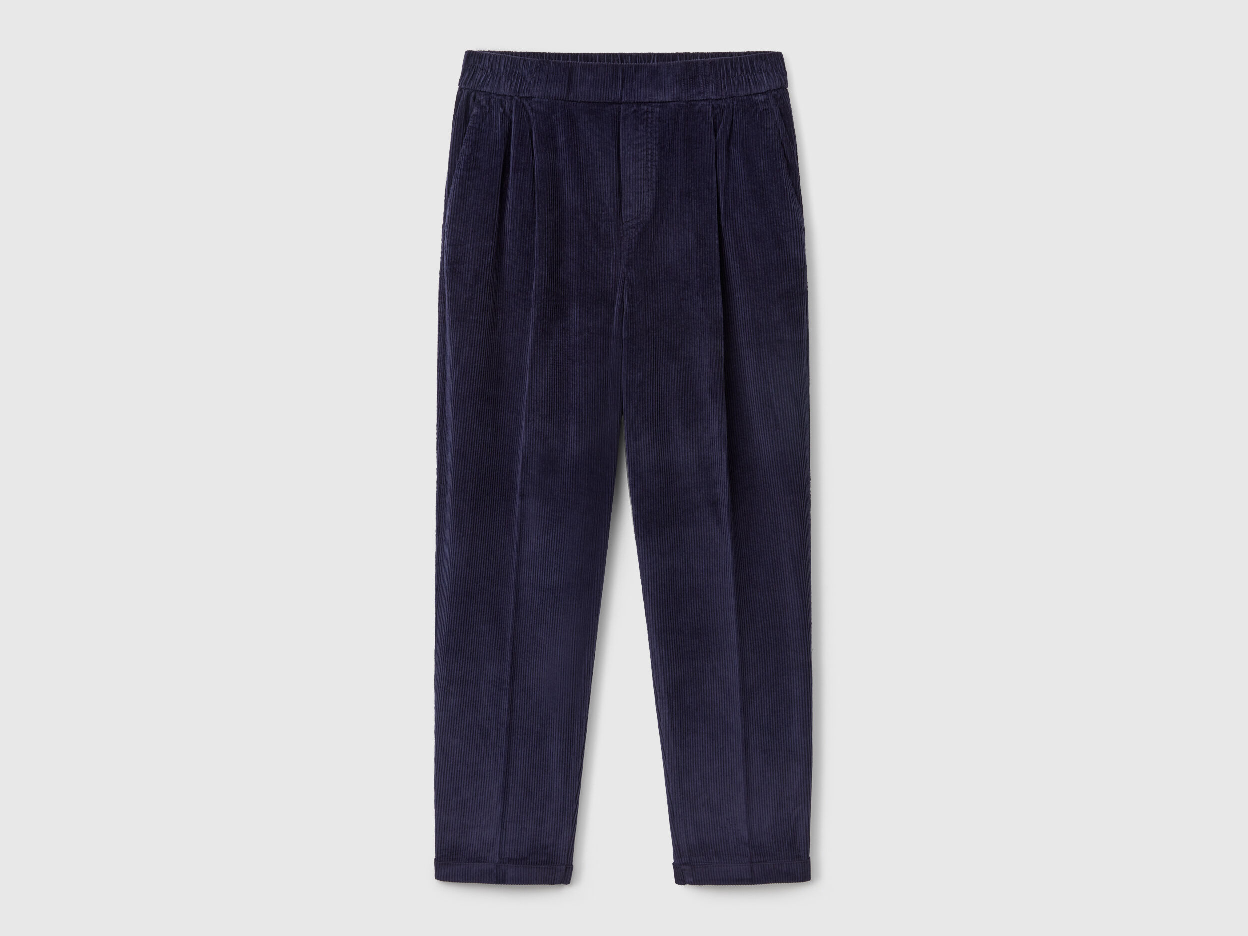 パンツ MEER. RIB HEM VELVET PT Chinos in velvet with stretch waist - Dark Blue | Benetton