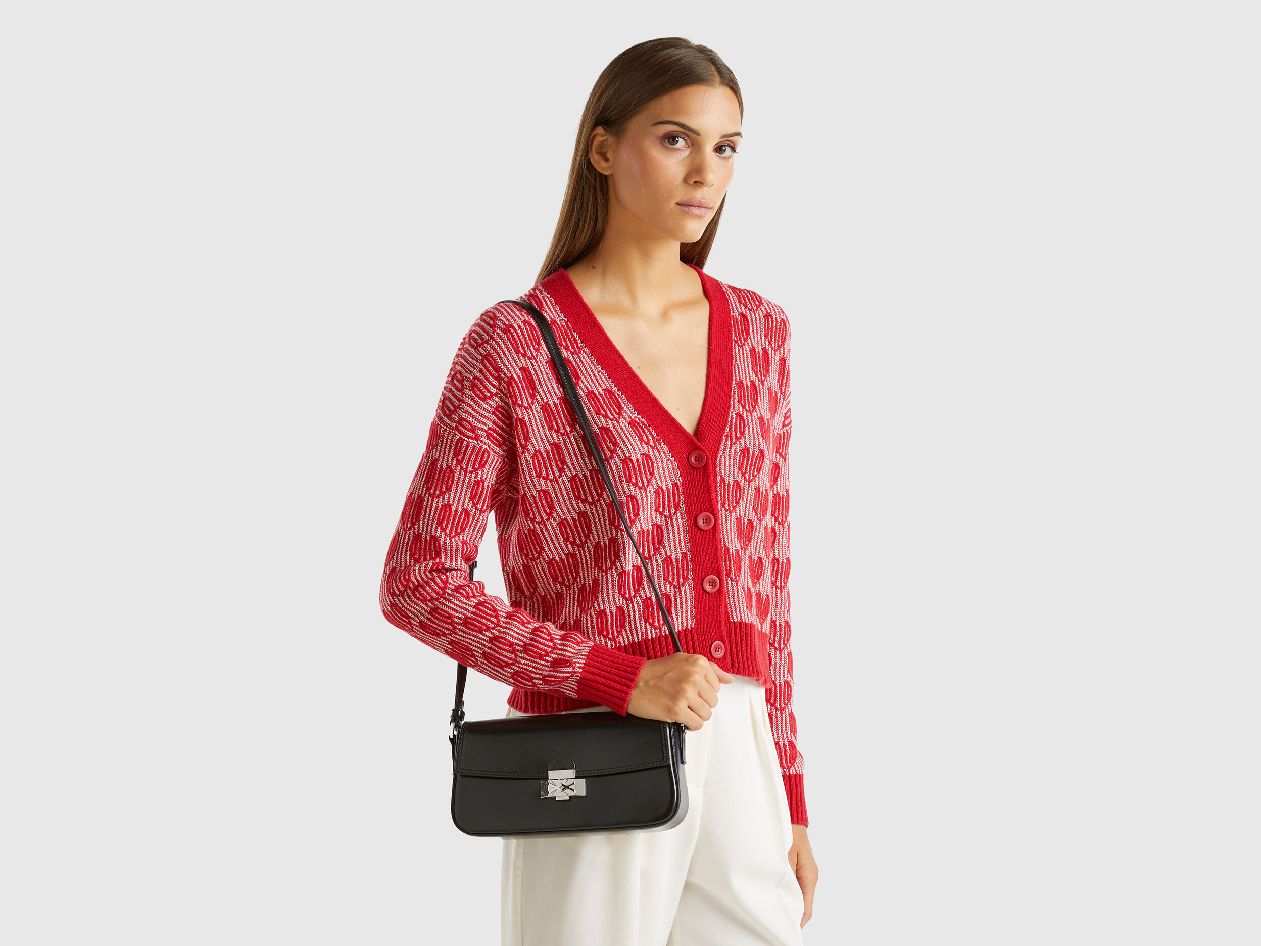 Baguette bag in synthetic leather - Black | Benetton