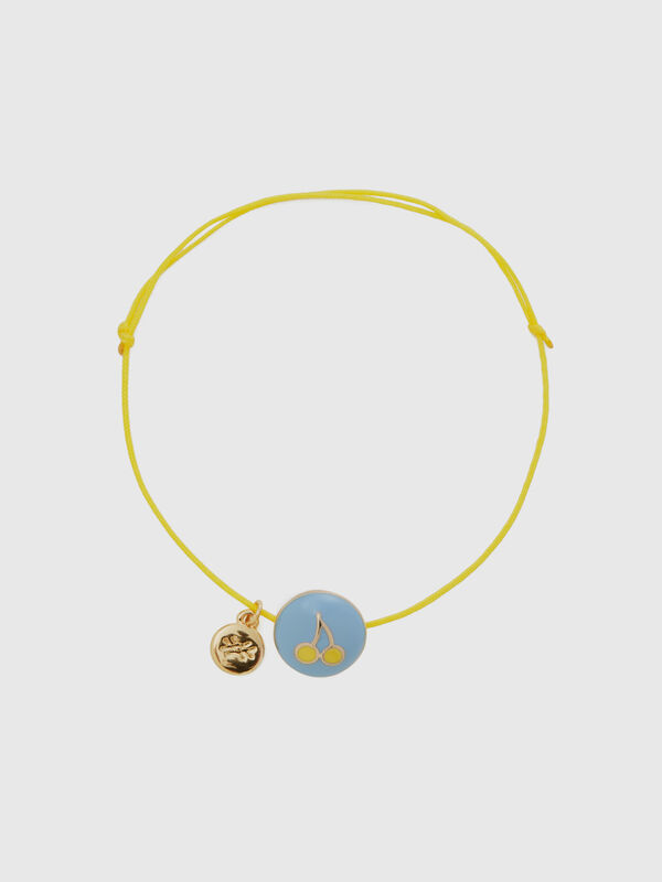Sky blue bracelet with cherry pendant Women