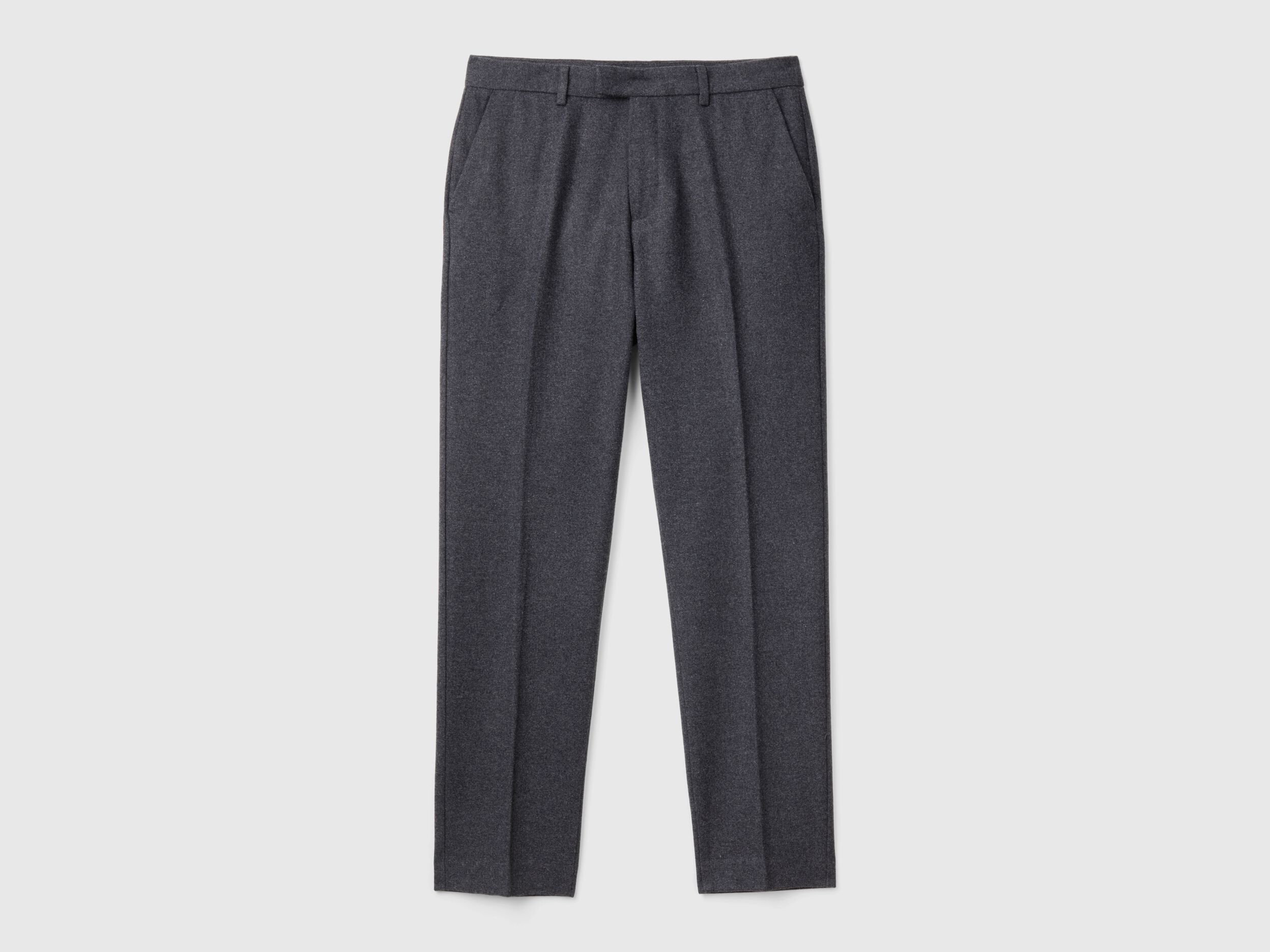 Slim fit flannel trousers - Dark Gray | Benetton Slim fit flannel trousers - Dark Gray | Benetton
