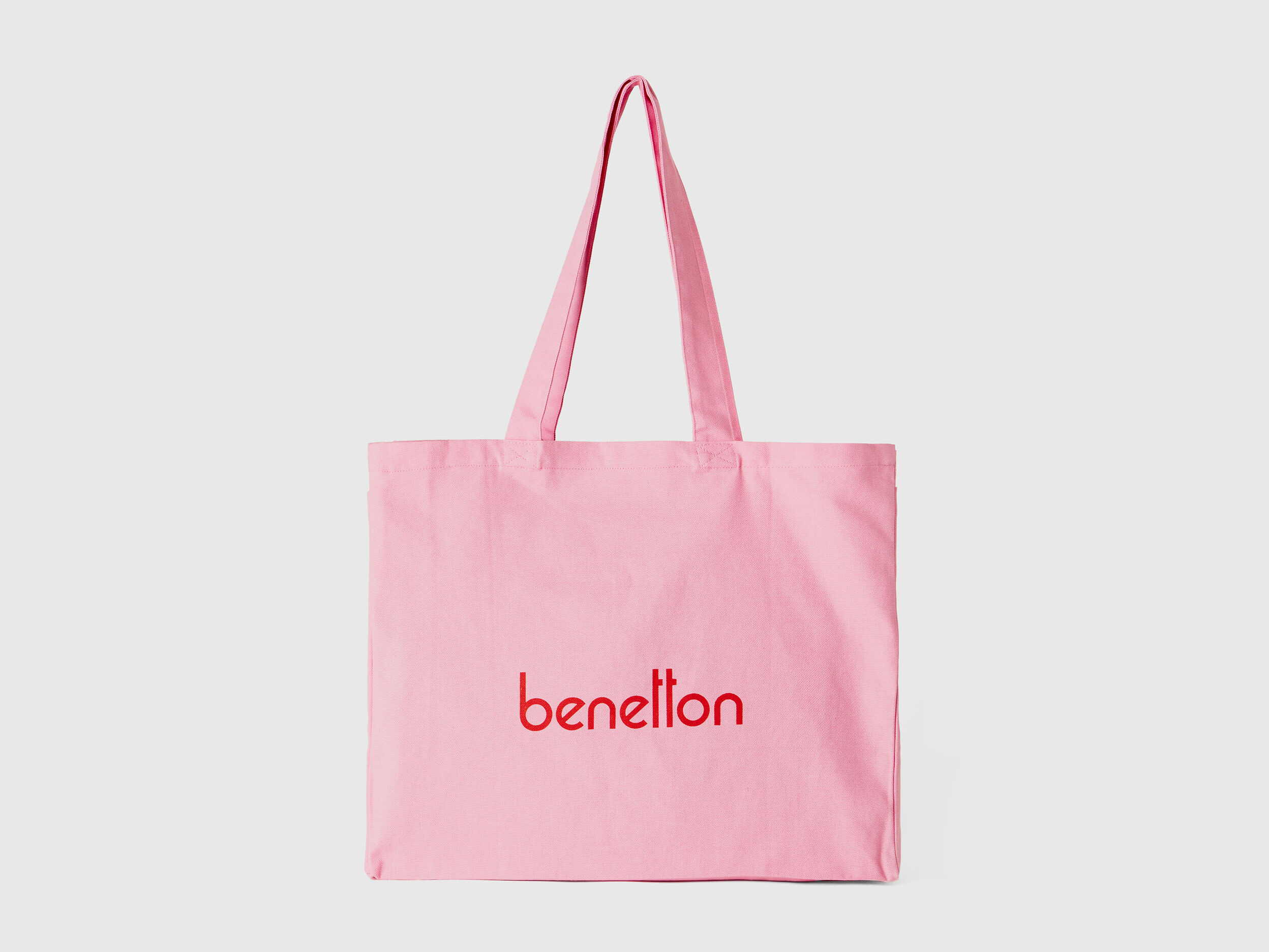 Pink tote bag in pure cotton Pink Benetton