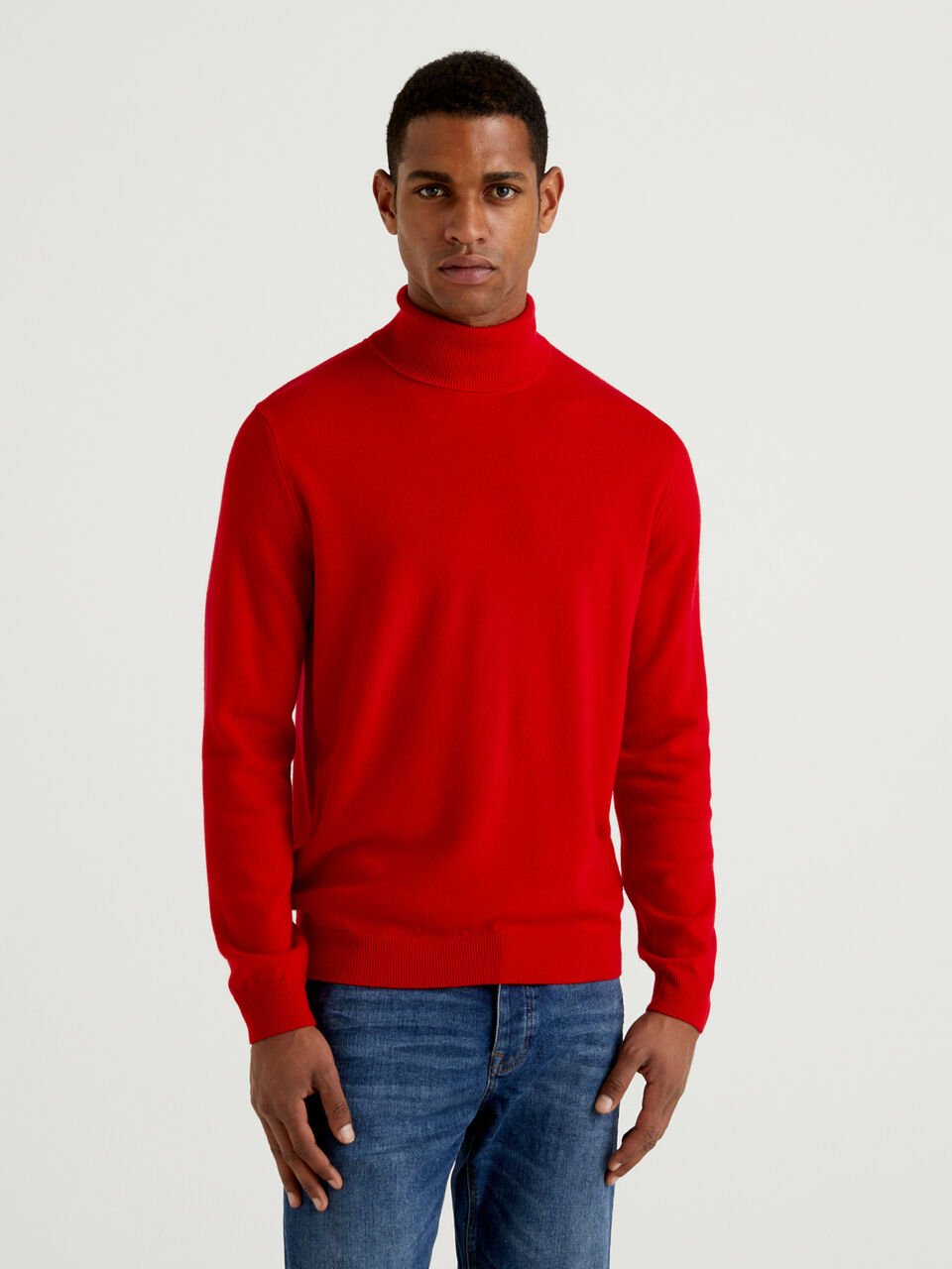Red turtleneck in pure Merino wool - Red
