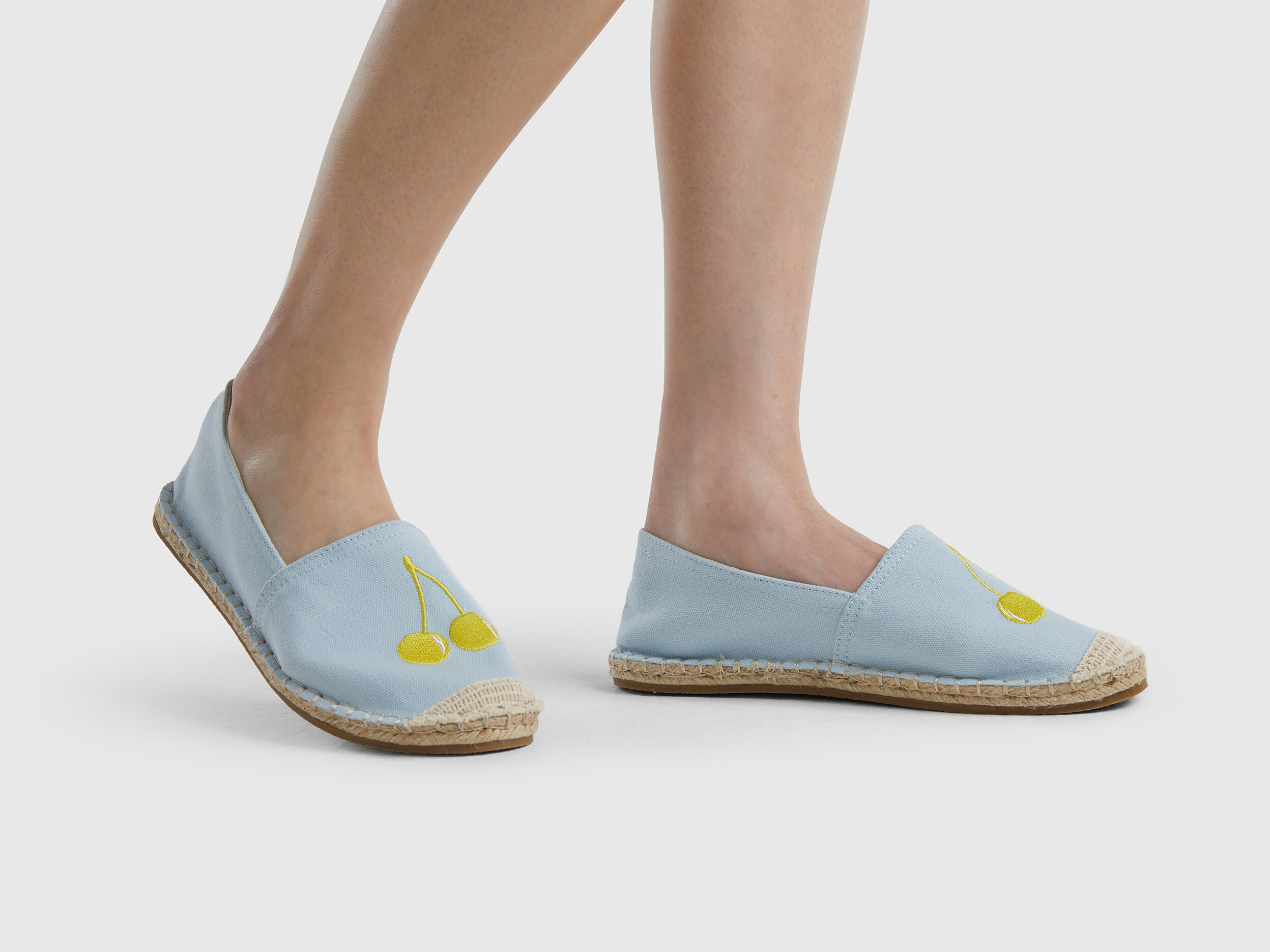 Sky blue espadrilles with cherry pattern Sky Blue Benetton