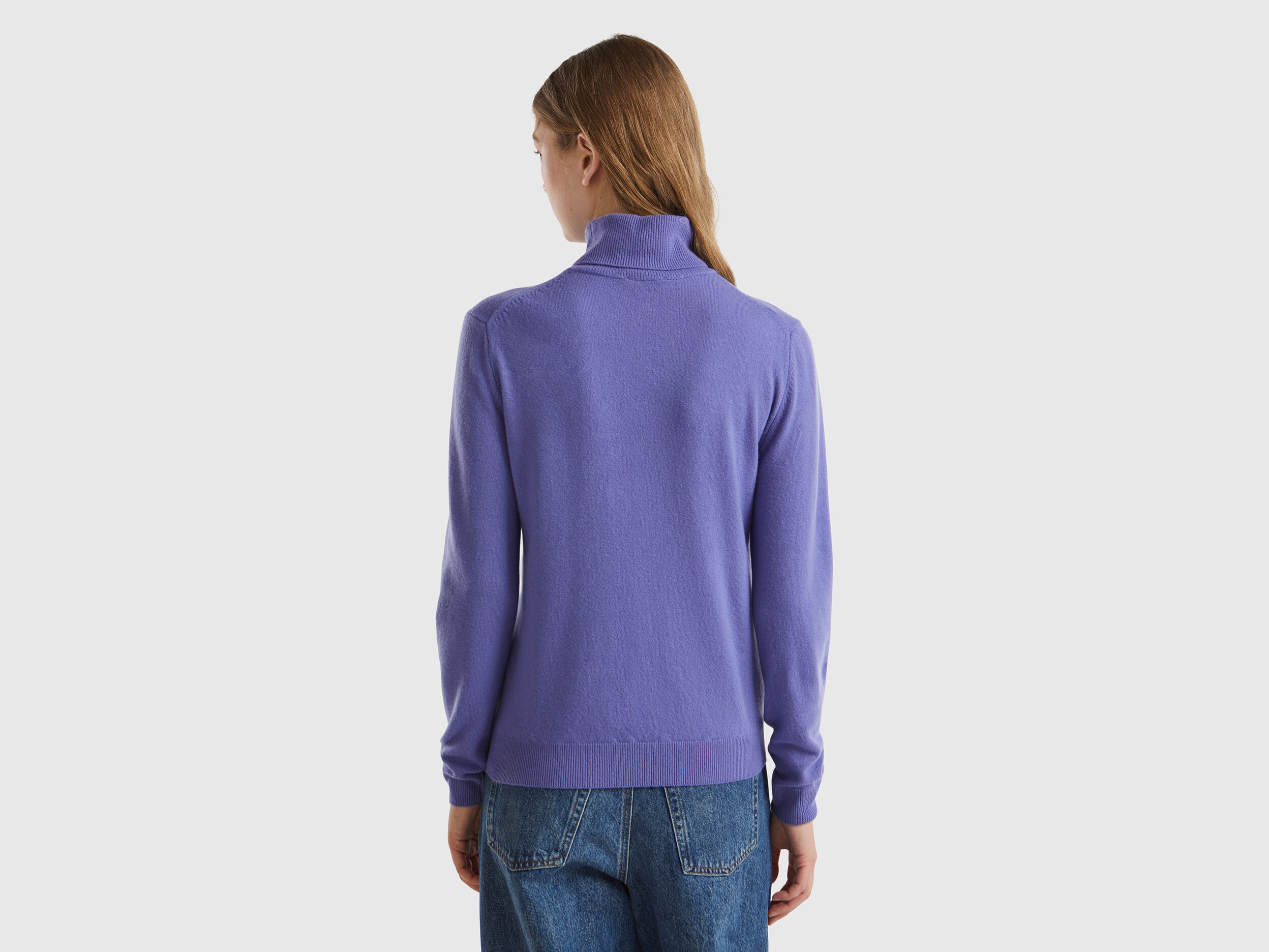 Purple turtleneck in pure Merino wool Purple Benetton