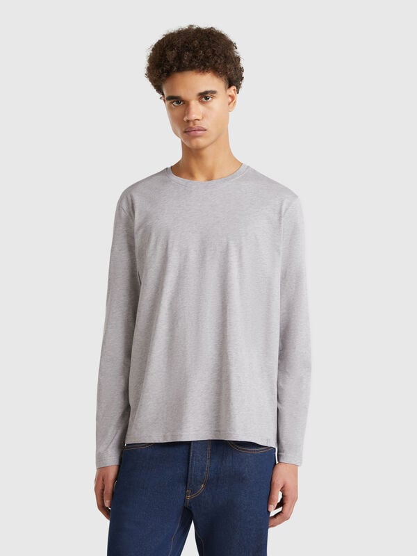 Camiseta de manga larga de puro algodón Hombre
