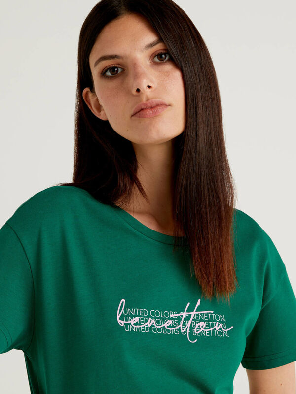 100% organic cotton t-shirt with logo print Women