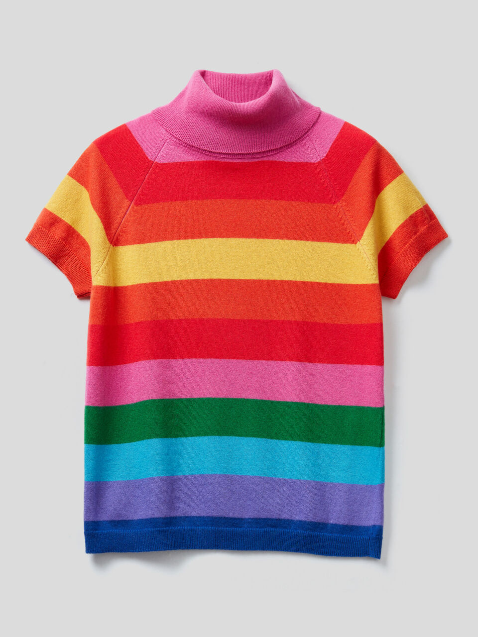 Volkmi 1 Knitted Colorblock Rainbow Heart Print Half Turtleneck Sweater  Slim Fit Net Red Long Sleeve Sweater Green L 