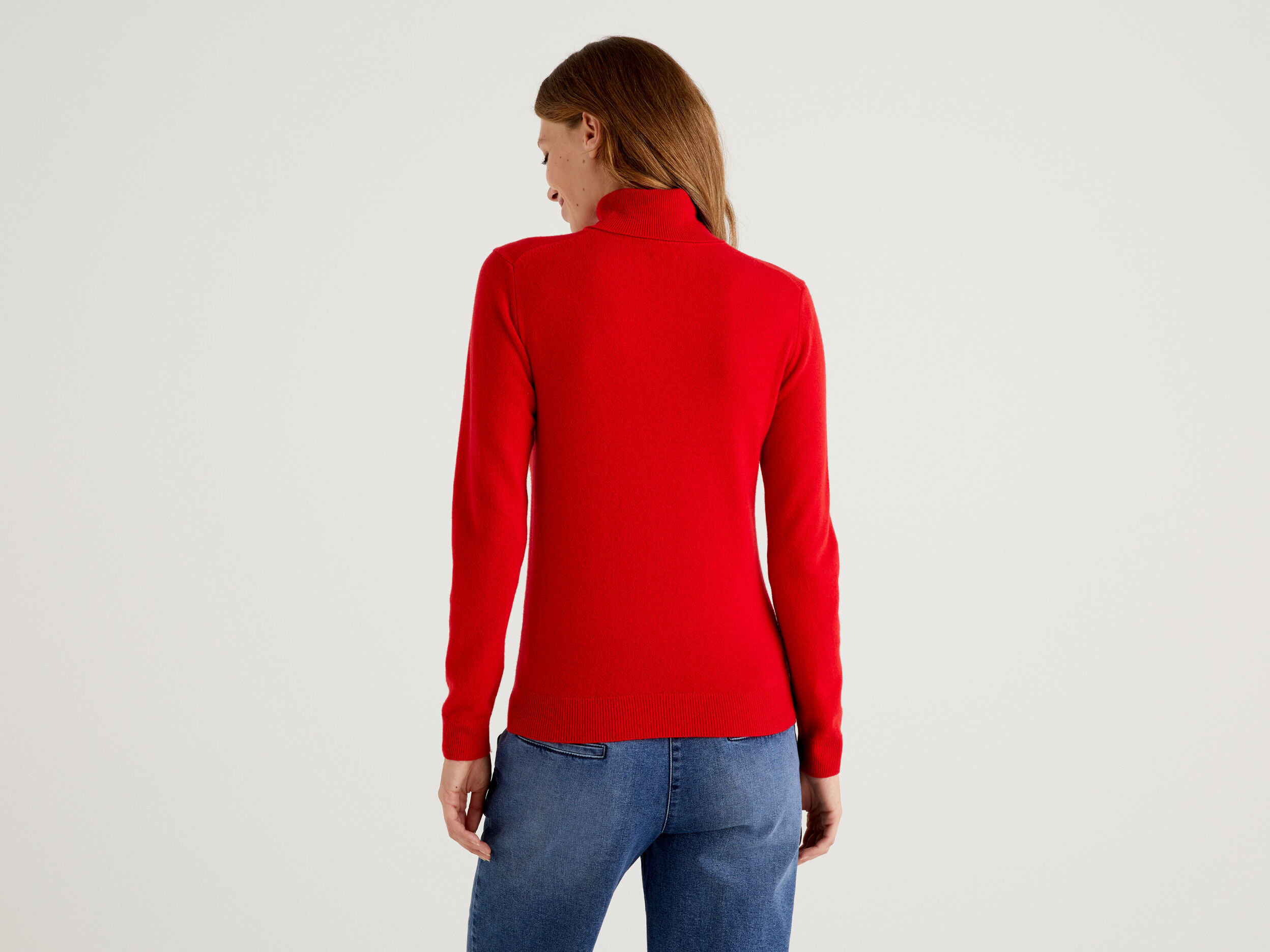 Red turtleneck in pure Merino wool Red Benetton