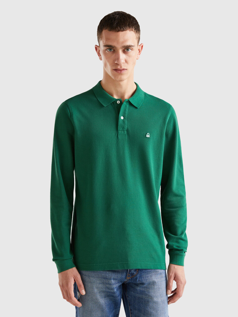 Polo manga larga hombre algodon sales
