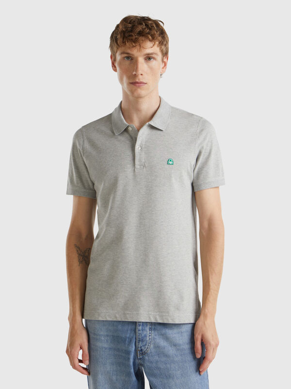 Melange gray slim fit polo Men