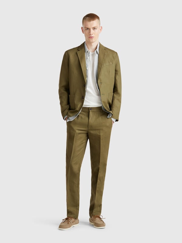 Slim fit chinos in linen blend Men