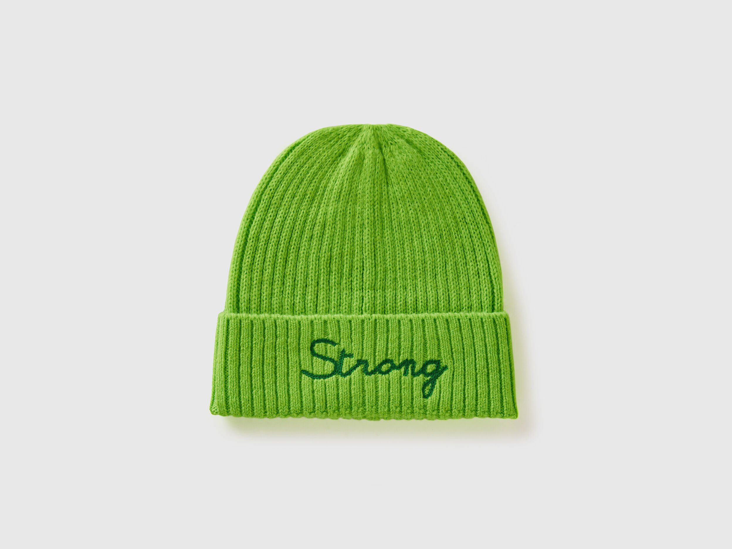 Neon green beanie with embroidery Neon Green Benetton