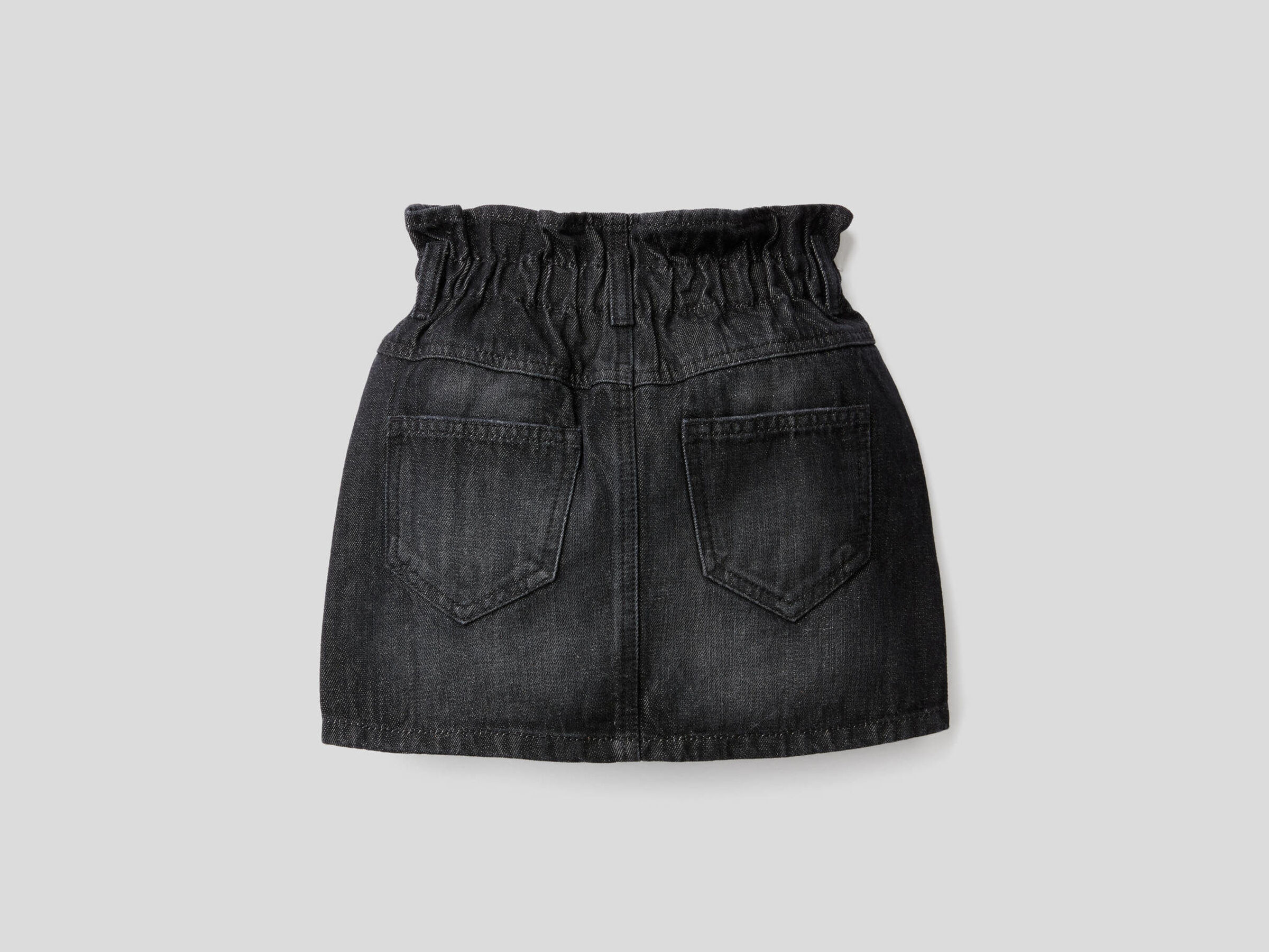 Denim skirt with ruffled waist image number null