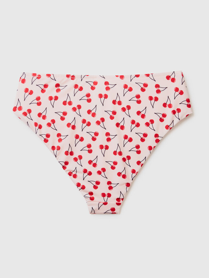 Pink swim bottoms with cherry pattern image number 2
