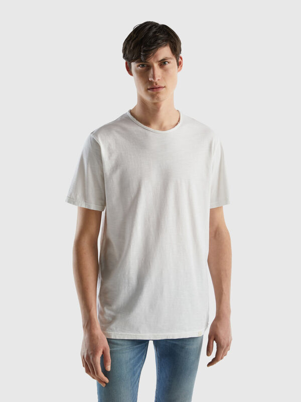 Camiseta blanca de algodón flameado Hombre