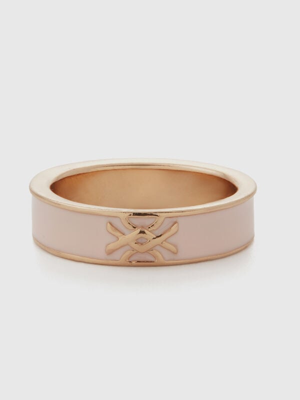 Light pink band ring with logo Women