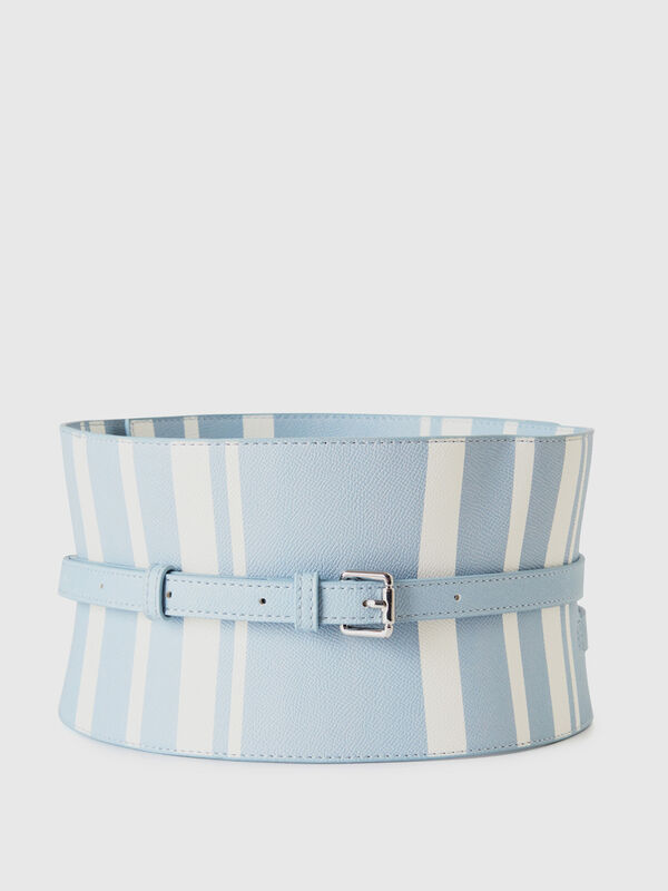 Sky blue striped corset belt Women