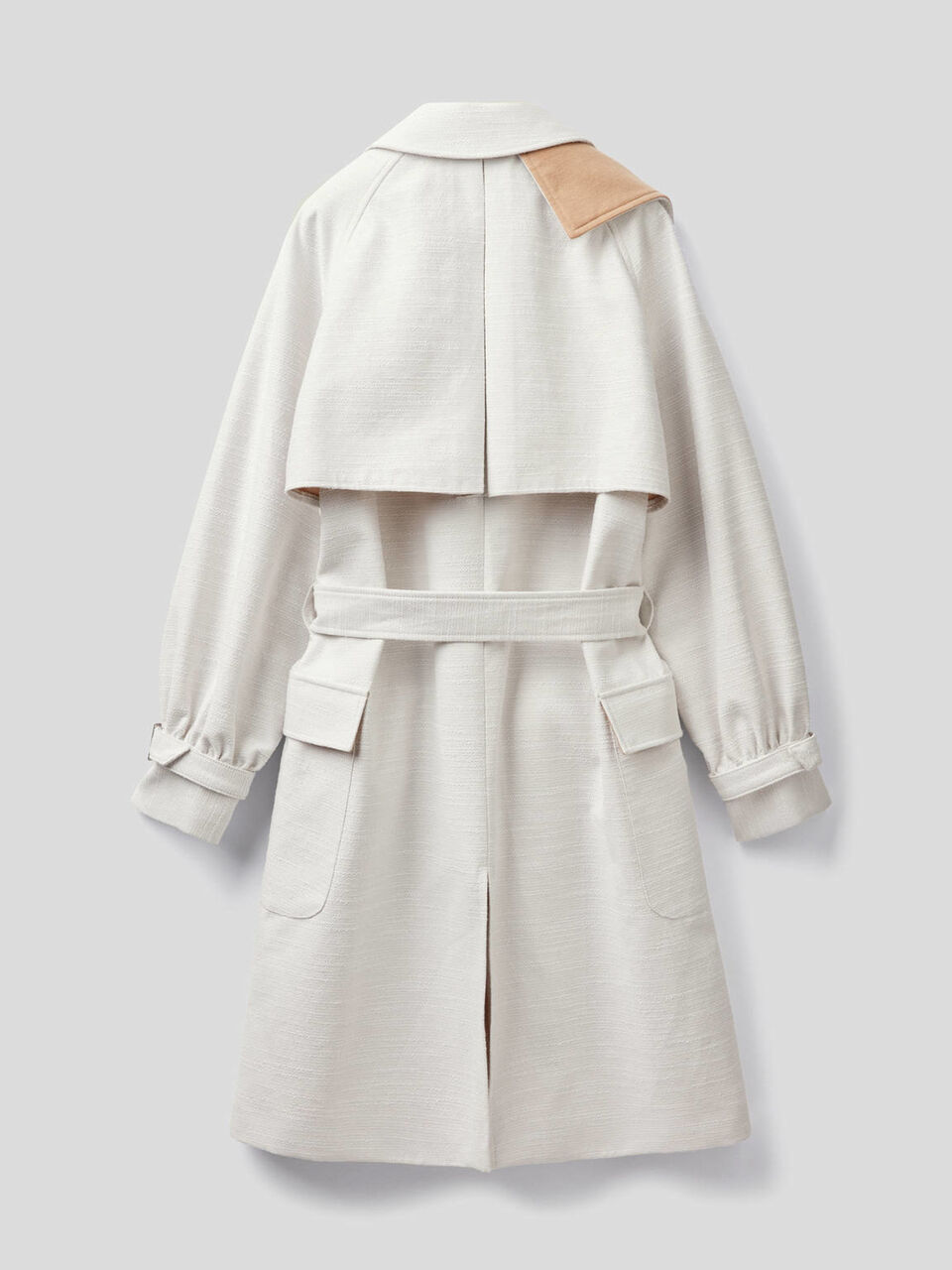 Double-breasted trench coat in fabric image number null
