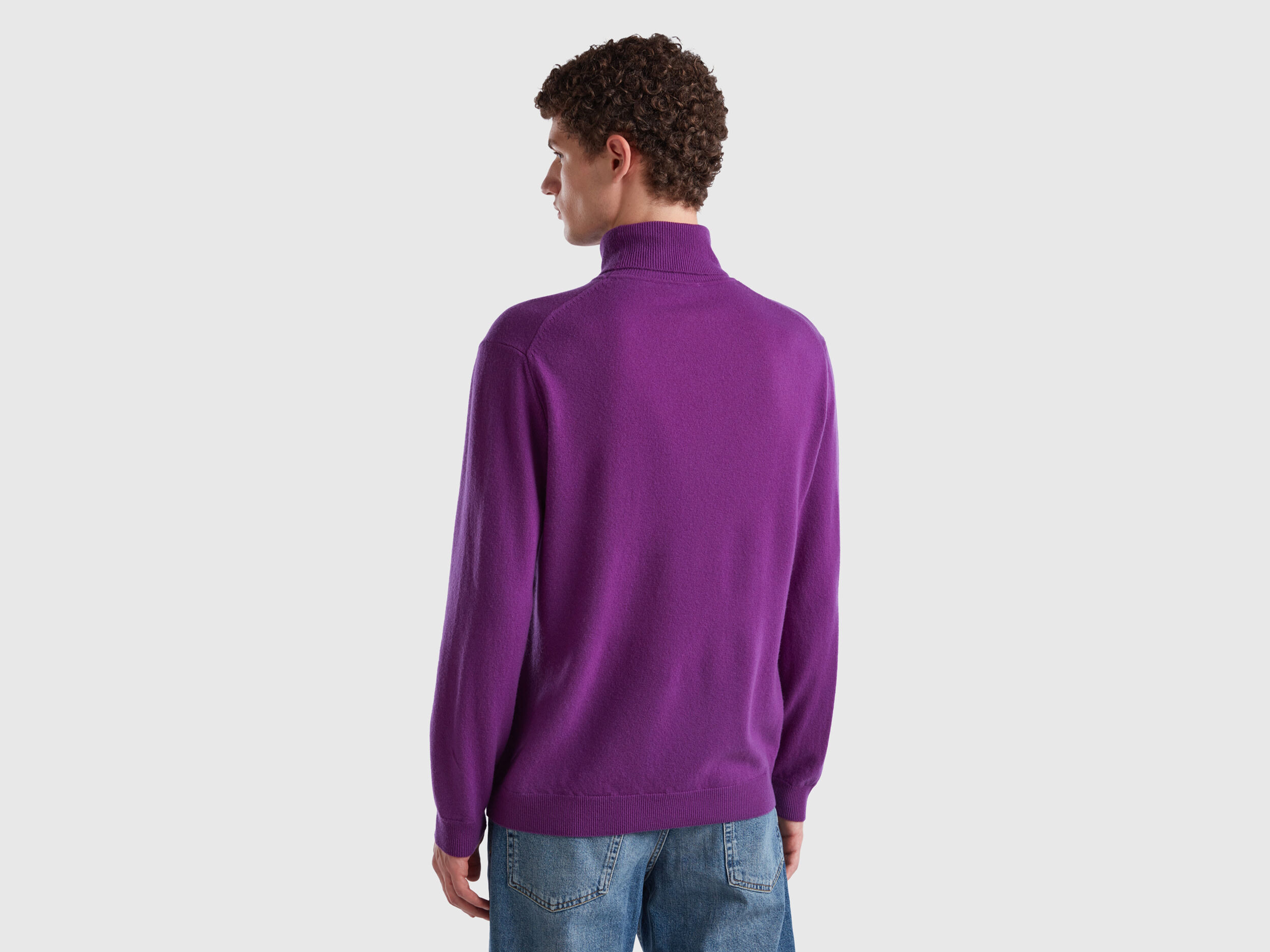 Purple turtleneck in pure Merino wool Violet Benetton