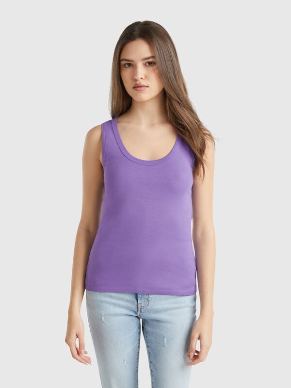 Camiseta de tirantes de puro algodón bígaro Mujer