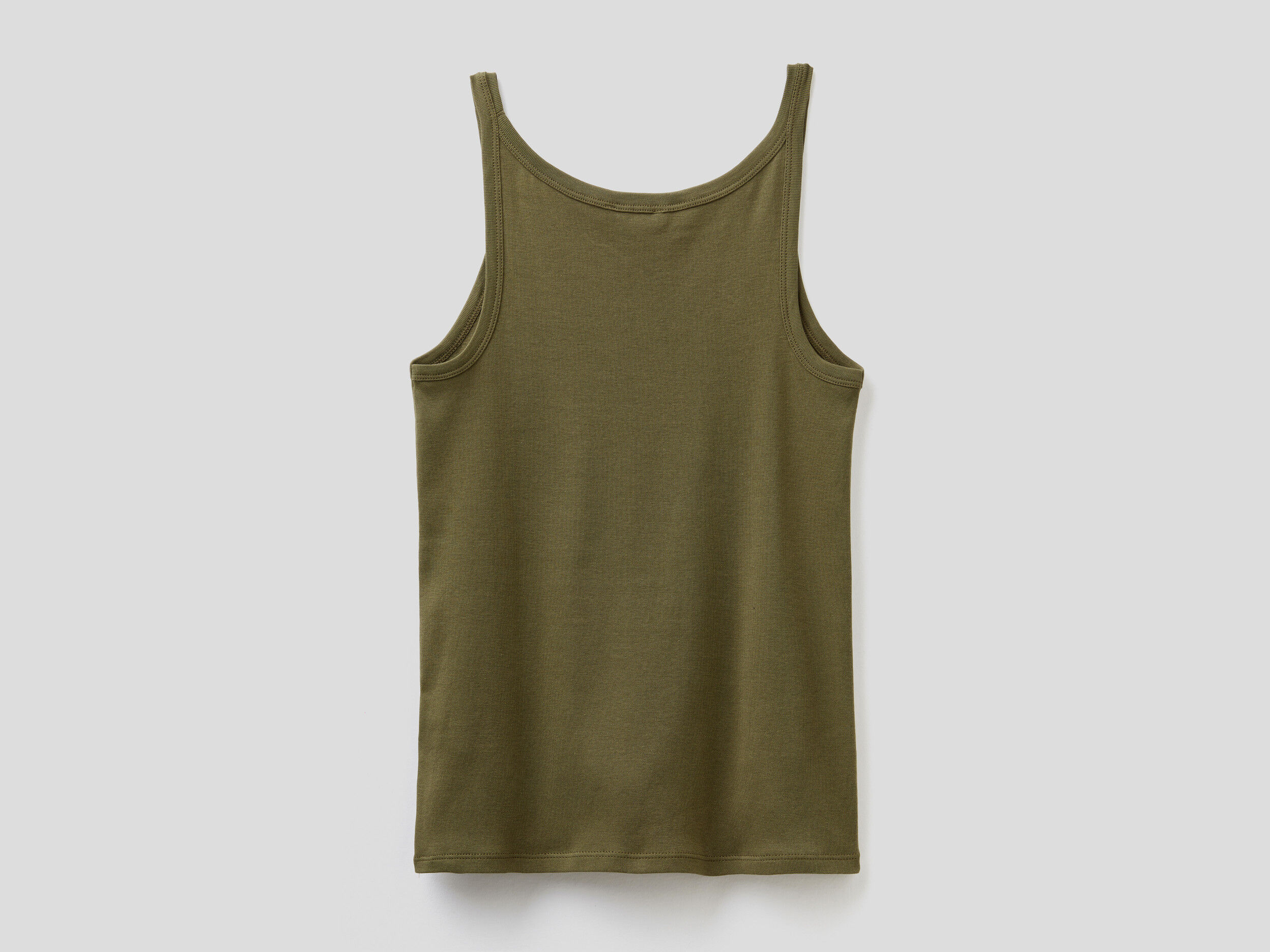 Military green tank top in pure cotton Military Green Benetton