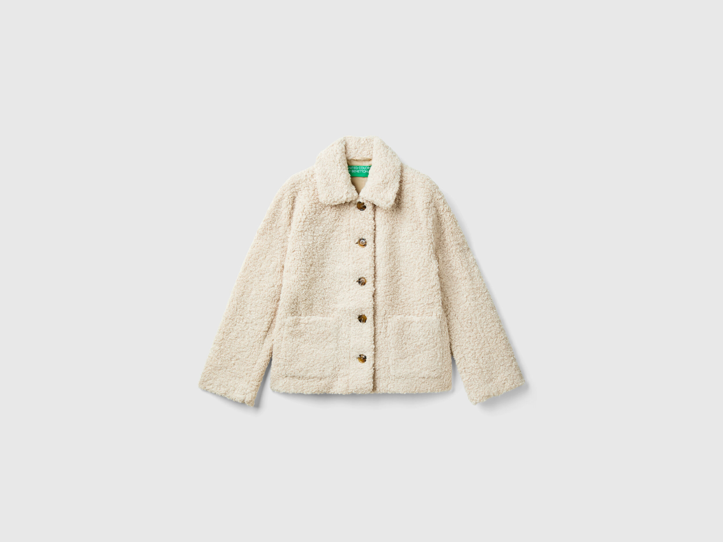 Jacket in faux fur - Beige | Benetton