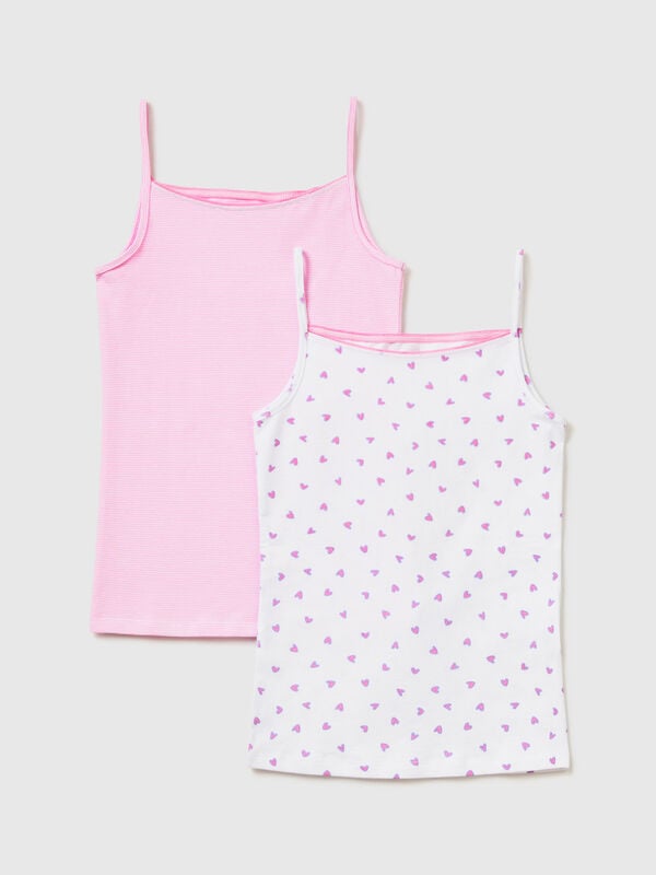 Two patterned camisole tops in stretch cotton Junior Girl
