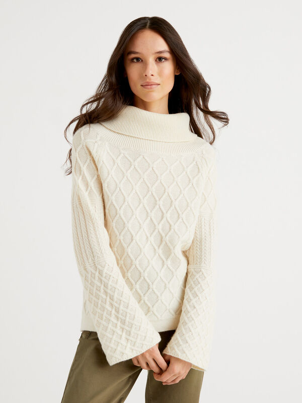 high neck sweater with stitching features Women