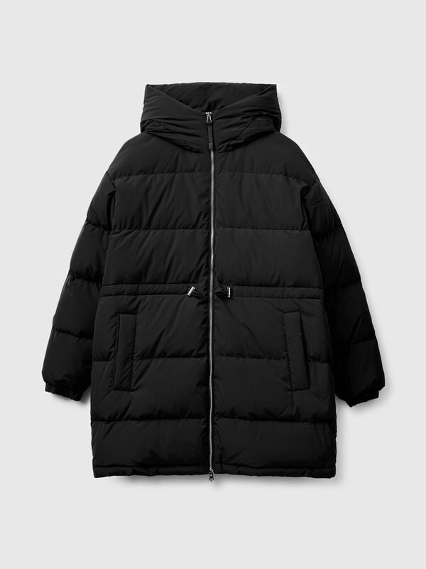 Chaqueta larga acolchada con plumas recicladas Mujer