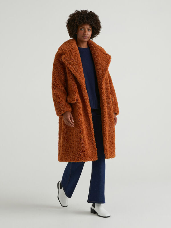 Long coat in synthetic fur Women