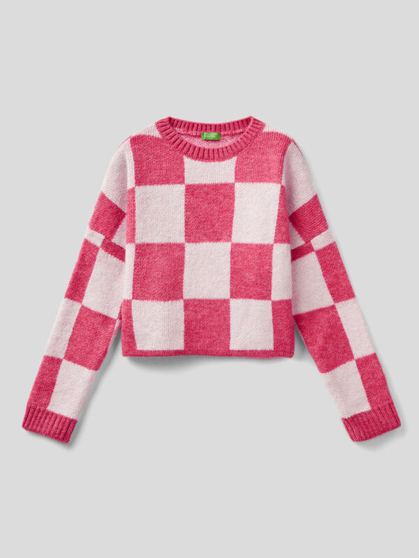 Two-tone check sweater Junior Girl