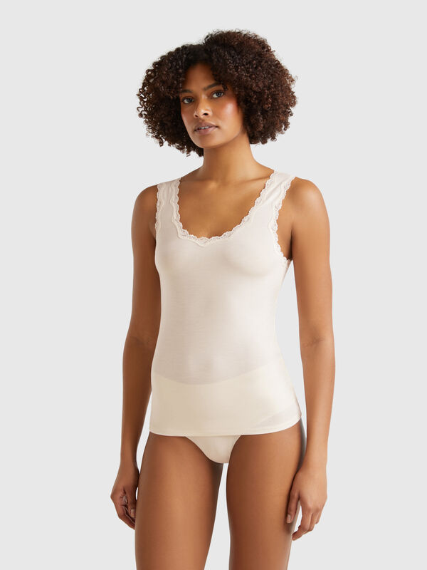 Camiseta sin mangas de Modal® con encaje Mujer