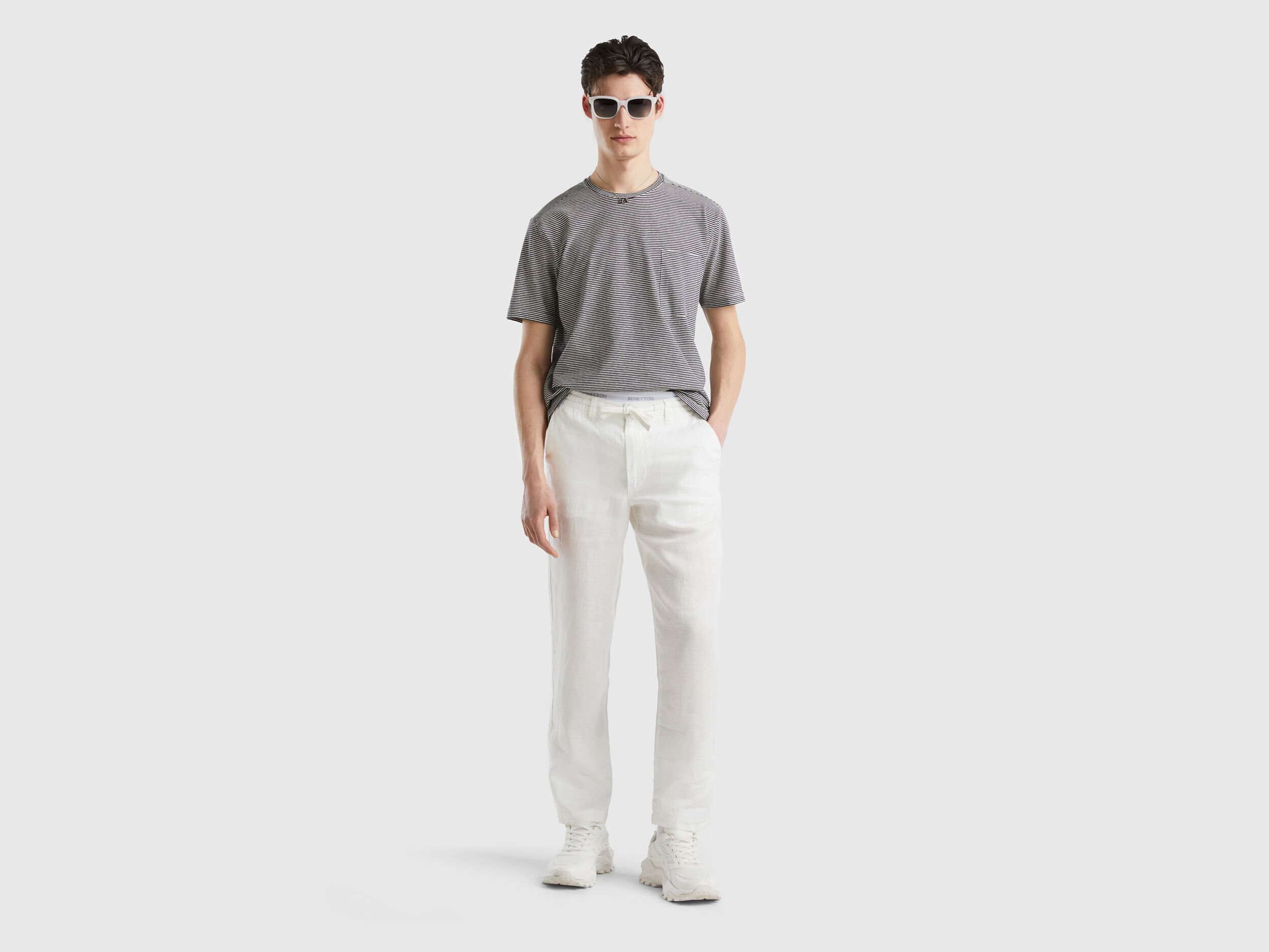United Colors Of Benetton Trousers and Pants  Buy United Colors Of Benetton  Ladies Pastel Blue Linen Pants Online  Nykaa Fashion